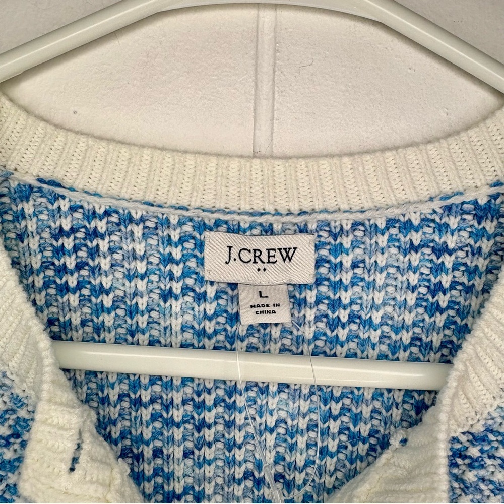 NWOT J. Crew Popcorn-stitch Lady Jacket Cardigan Structured Sweater Blue Large - Picture 5 of 10